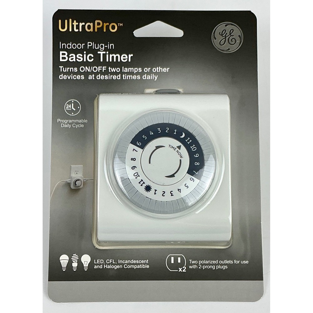 GE UltraPro Indoor Plug-In Basic Timer 2-Pack 2-Outlet 24-Hour Programmable - Picture 3 of 9